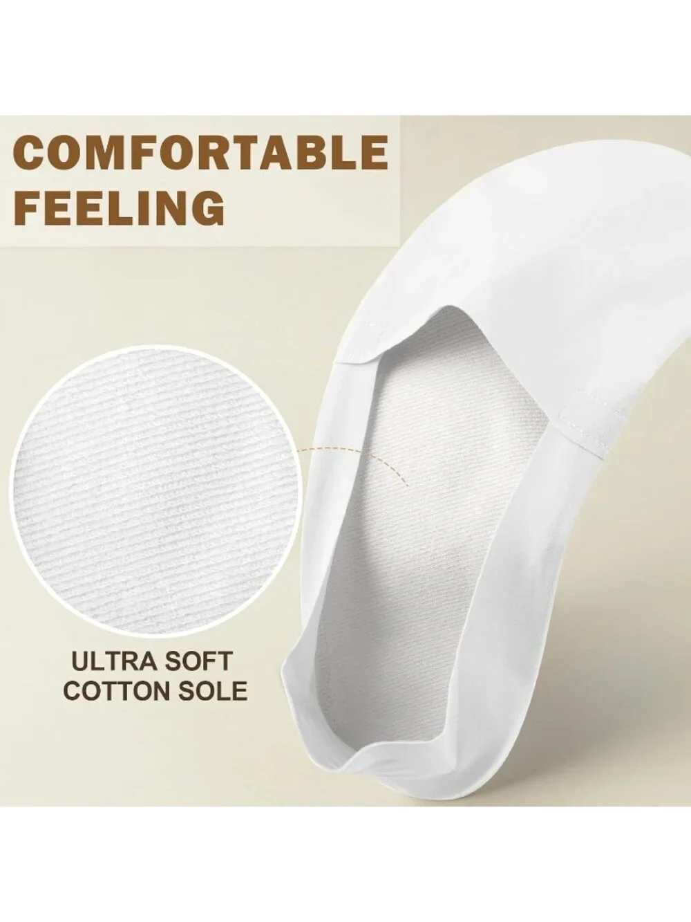 🧦Women's All White No Show Socks 6 Pairs Non Slip Low Cut Invisible Liner